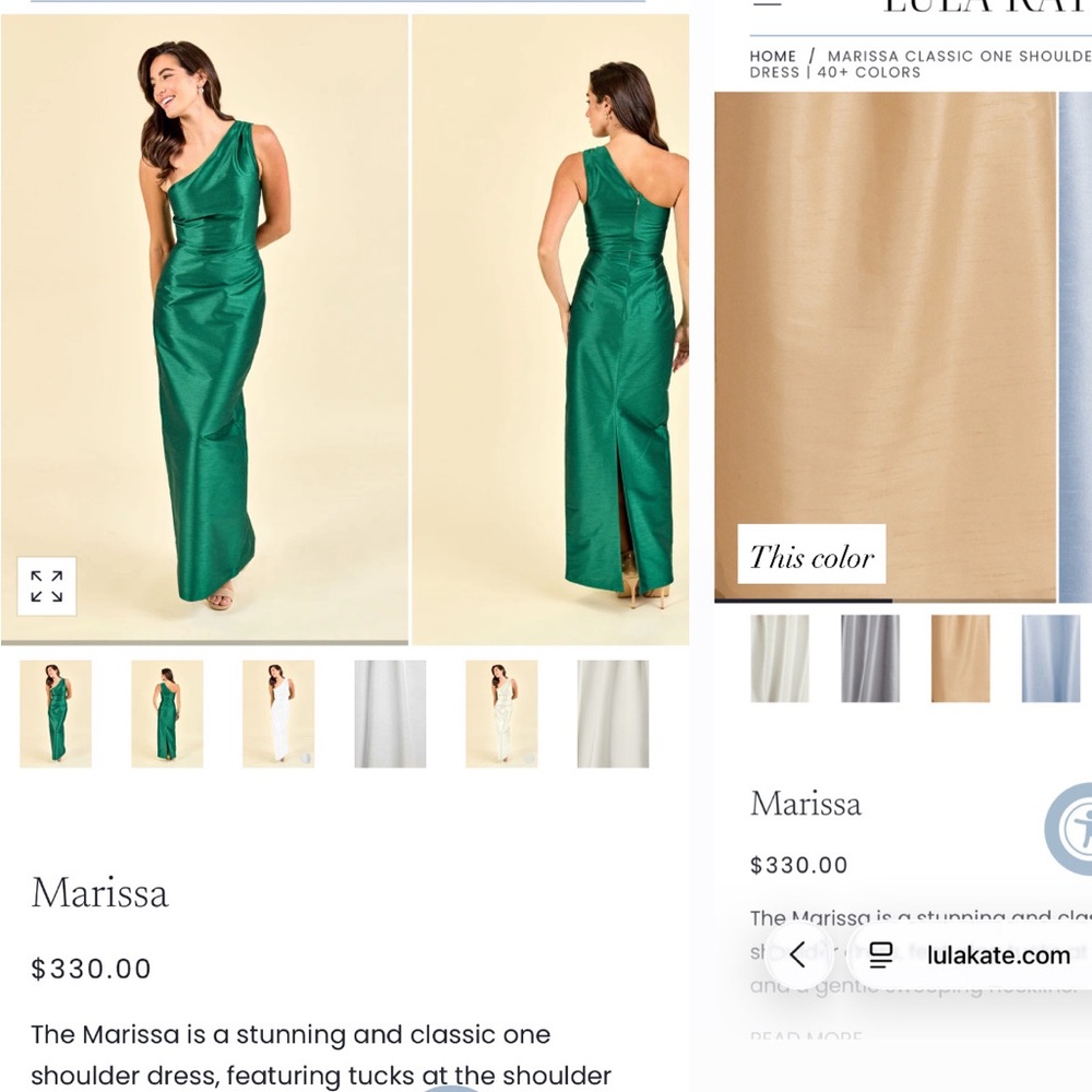 Lula Kate Marissa One-Shoulder TAN Evening Dress / Bridesmaid Dress